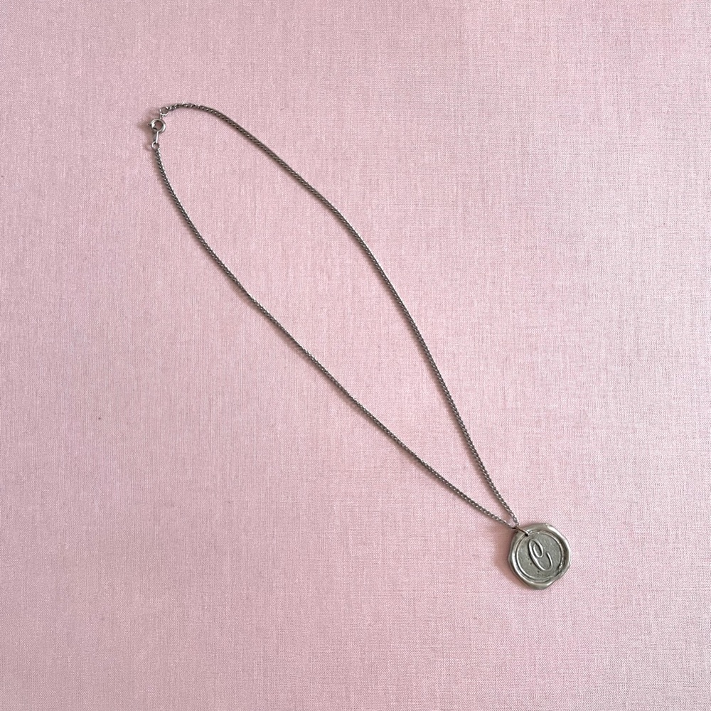Silver wax seal necklace with chain